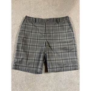 Under Armour Shorts Adult 38 Gray Plaid Chino Golf Casual Lightweight Mens Euc